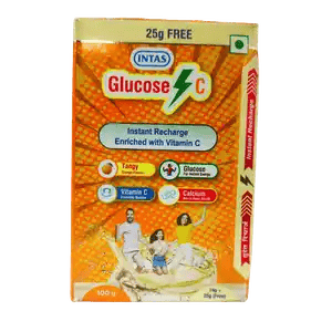 Intas Glucose C Powder Tangy Orange Flavour 75gm + 25gm Free